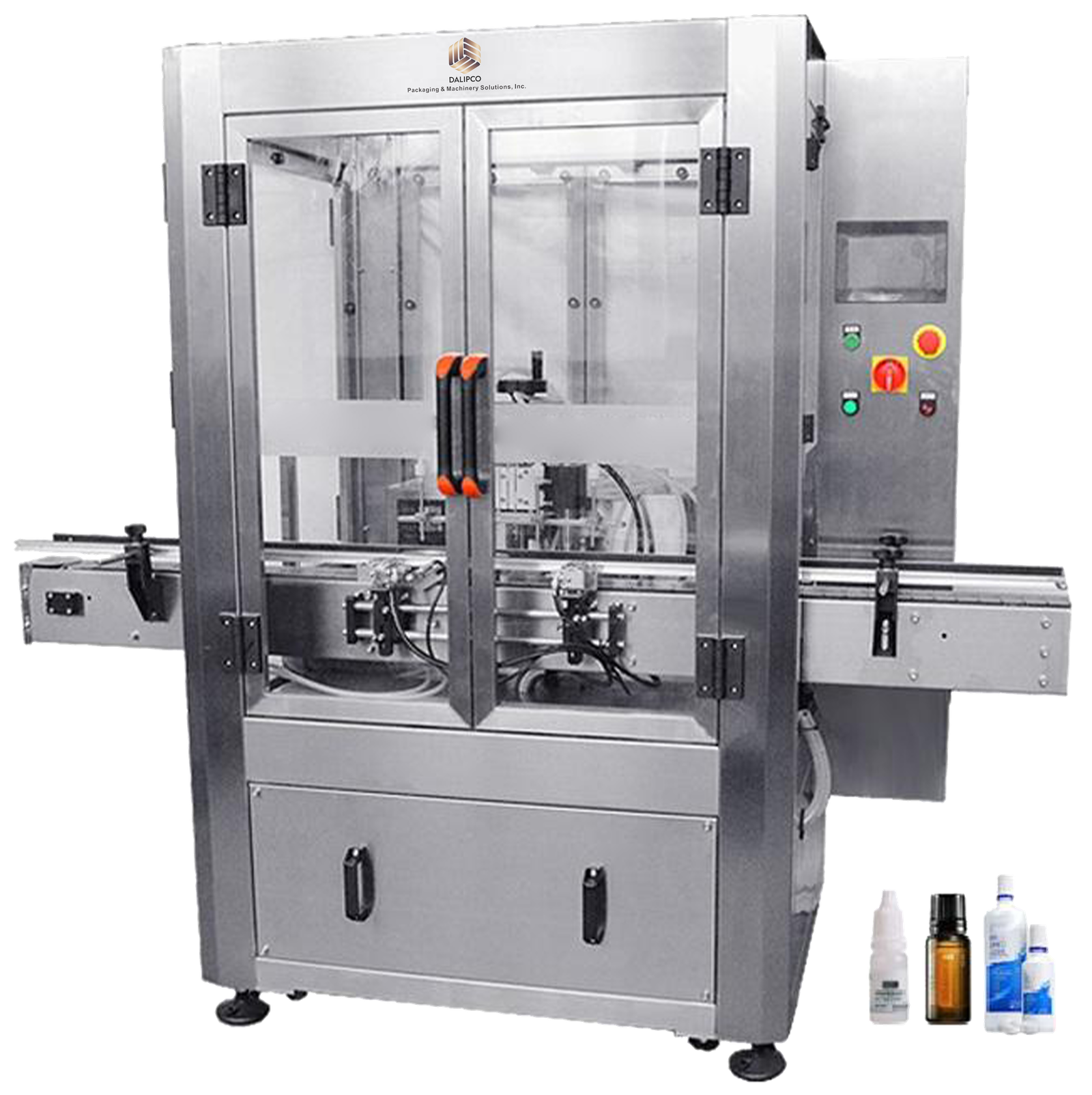 Automatic bottle filling machine with sanitary stainless steel multi-nozzle configuration